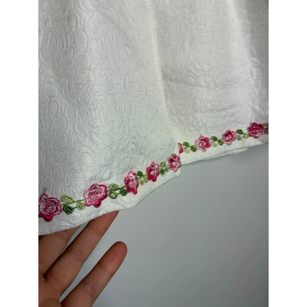 Blueberi Boulevard Dress Girls 24M White BBSIH59 Jacquard Floral Rose Dress